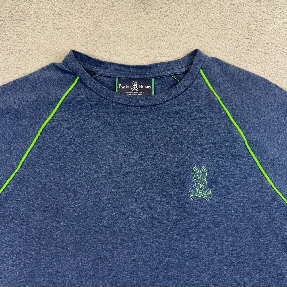 Psycho Bunny Shirt Mens 3‎ XS Blue Green Stretch Logo Tee Shirt Preppy DEFECTS